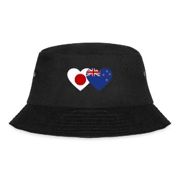 Japan Neuseeland Flagge Herz - Bucket Hat - Schwarz - Vorne - Lela (165cm)
