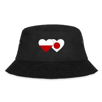 Poland Japan Flag Heart - Bucket Hat - black - Front - Lela (165cm)