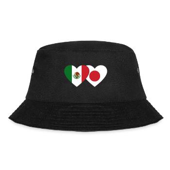 Mexiko Japan Flagge Herz - Bucket Hat - Schwarz - Vorne - Lela (165cm)
