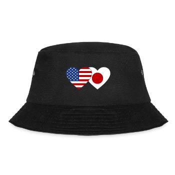 USA Japan Flag Heart - Bucket Hat - black - Front - Lela (165cm)
