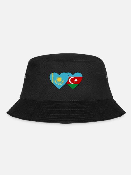 Kasachstan Aserbaidschan Flagge Herz - Bucket Hat - Schwarz