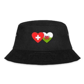 Switzerland Wales Flag Heart - Bucket Hat - black - Front - Lela (165cm)