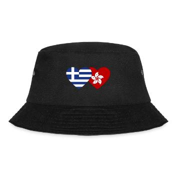 Greece Hong Kong Flag Heart - Bucket Hat - black - Front - Lela (165cm)