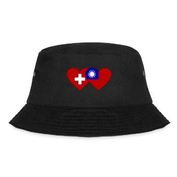 Schweiz Taiwan Flagge Herz - Bucket Hat - Schwarz - Vorne - Lela (165cm)