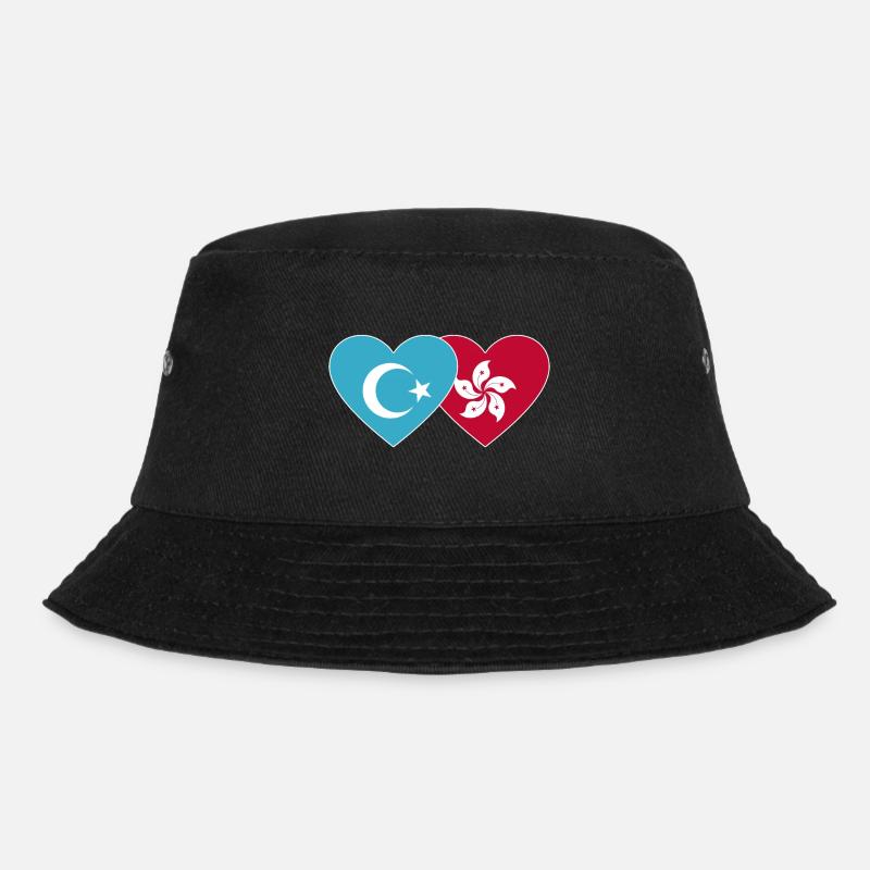 Uiguren Hongkong Flagge Herz - Bucket Hat - Schwarz