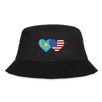 Kasachstan USA Flagge Herz - Bucket Hat - Schwarz - Vorne - Lela (165cm)