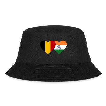 Belgien Indien Flagge Herz - Bucket Hat - Schwarz - Vorne - Lela (165cm)
