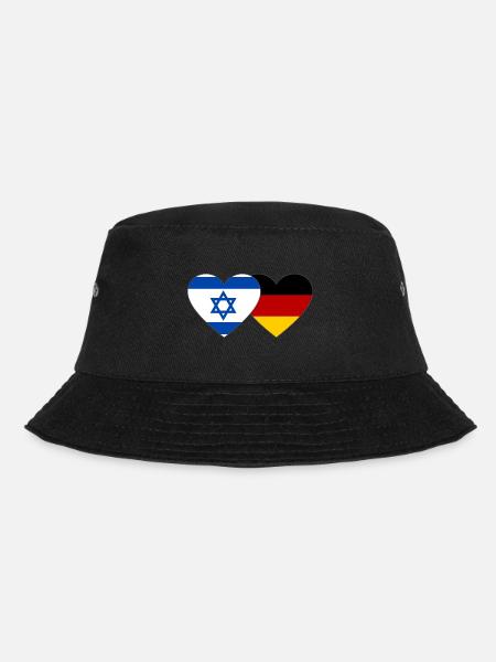 Israel Deutschland Flagge Herz - Bucket Hat - Schwarz