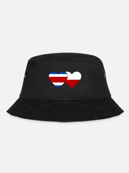 Costa Rica Polen Flagge Herz - Bucket Hat - Schwarz