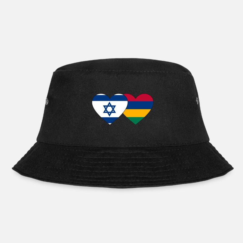 Israel Mauritius Flagge Herz - Bucket Hat - Schwarz