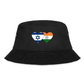 Israel Indien Flagge Herz - Bucket Hat - Schwarz - Vorne - Lela (165cm)
