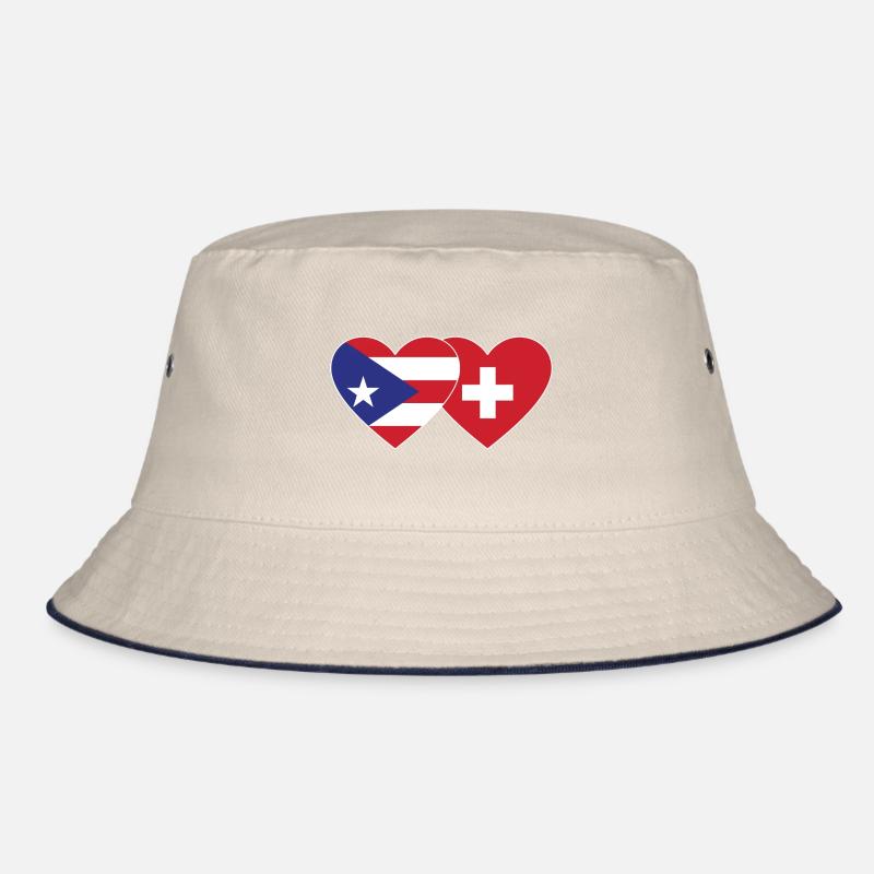 Puerto Rico Schweiz Herz Flagge Bucket Hat