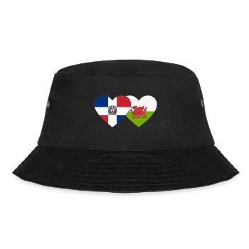 Dominican Republic Wales Flag Heart - Bucket Hat - black - Front - Lela (165cm)