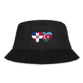 Dominikanische Republik Aserbaidschan Flagge Herz - Bucket Hat - Schwarz - Vorne - Lela (165cm)