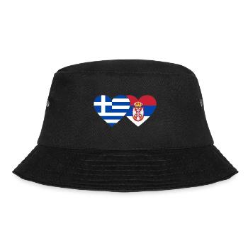 Greece Serbia Flag Heart - Bucket Hat - black - Front - Lela (165cm)