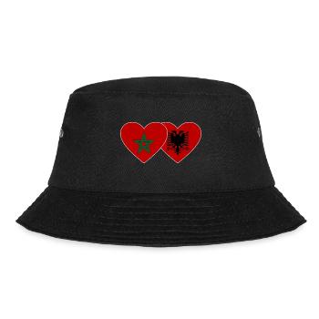 Morocco Albania Flag Heart - Bucket Hat - black - Front - Lela (165cm)