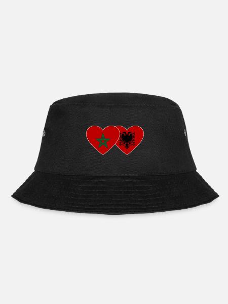 Marokko Albanien Flagge Herz - Bucket Hat - Schwarz