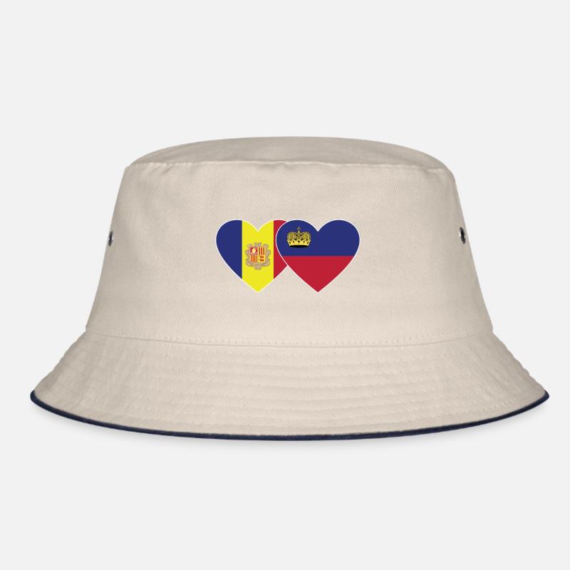 Andorra Liechtenstein Flag Heart Bucket Hat