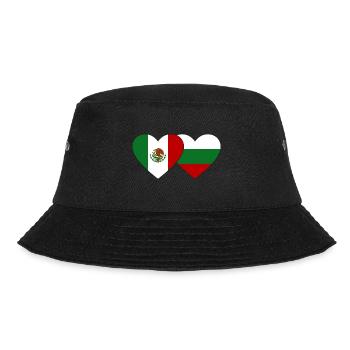 Mexico Bulgaria flag heart - Bucket Hat - black - Front - Lela (165cm)