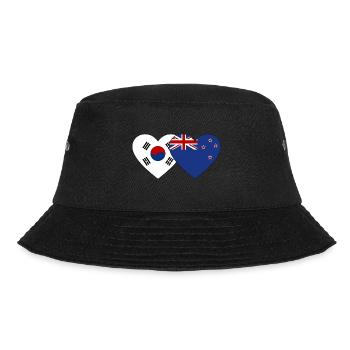 South Korea New Zealand Flag Heart - Bucket Hat - black - Front - Lela (165cm)