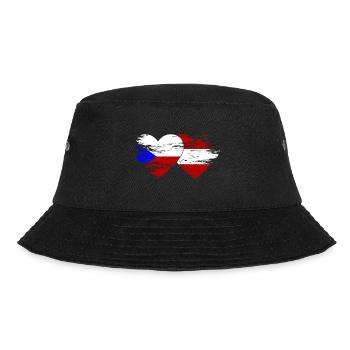 Czech Republic Austria Flag Heart used - Bucket Hat - black - Front - Lela (165cm)
