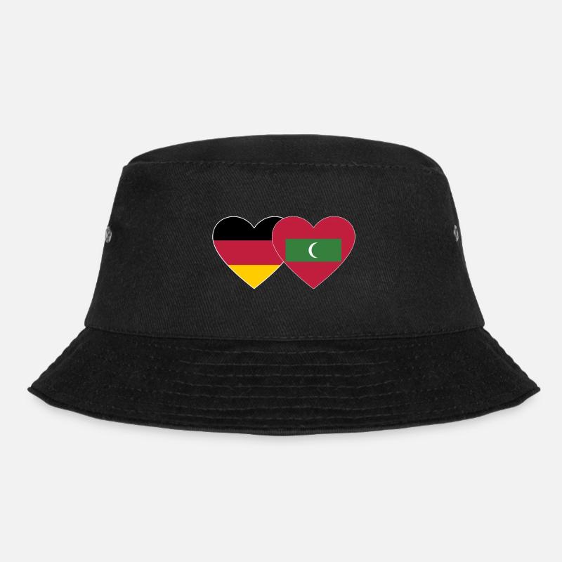 Deutschland Malediven Flagge Herz - Bucket Hat - Schwarz