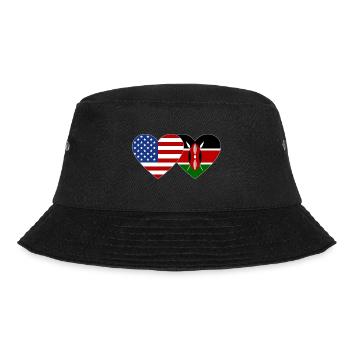 USA Kenya Flag Heart - Bucket Hat - black - Front - Lela (165cm)