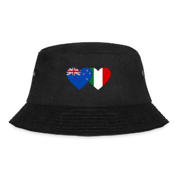 New Zealand Italy Flag Heart - Bucket Hat - black - Front - Lela (165cm)