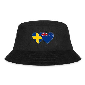 Schweden Neuseeland Flagge Herz - Bucket Hat - Schwarz - Vorne - Lela (165cm)