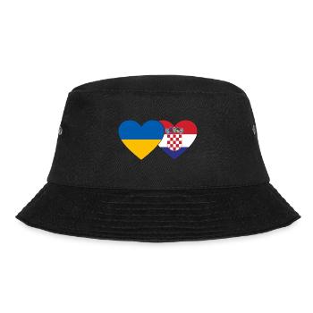 Ukraine Croatia flag heart - Bucket Hat - black - Front - Lela (165cm)