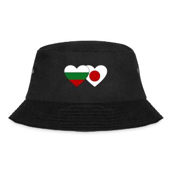 Bulgarien Japan Flagge Herz - Bucket Hat - Schwarz - Vorne - Lela (165cm)
