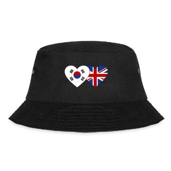 Südkorea Großbritannien Flagge Herz - Bucket Hat - Schwarz - Vorne - Lela (165cm)
