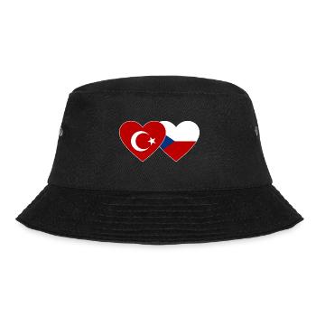 Türkei Tschechien Flagge Herz - Bucket Hat - Schwarz - Vorne - Lela (165cm)