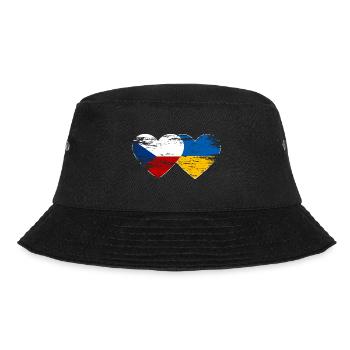 Tschechien Ukraine Flagge Herz used - Bucket Hat - Schwarz - Vorne - Lela (165cm)