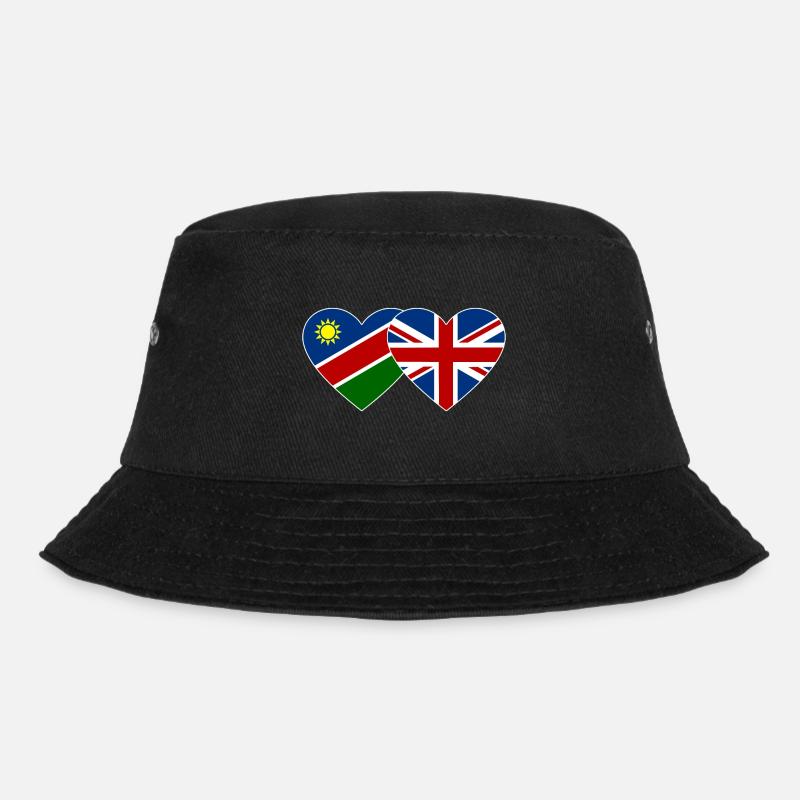 Namibia Great Britain Flag Heart - Bucket Hat - black