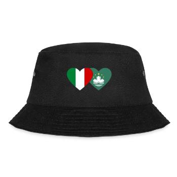 Italien Macau Flagge Herz - Bucket Hat - Schwarz - Vorne - Lela (165cm)
