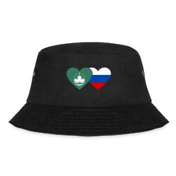 Macau Russland Flagge Herz - Bucket Hat - Schwarz - Vorne - Lela (165cm)