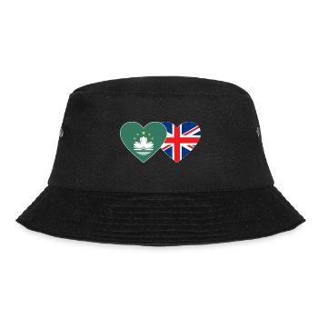 Macau Großbritannien Flagge Herz - Bucket Hat - Schwarz - Vorne - Lela (165cm)
