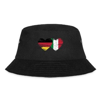 Germany Italy flag heart used - Bucket Hat - black - Front - Lela (165cm)