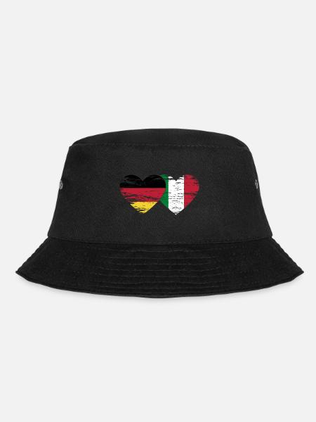 Deutschland Italien Flagge Herz used - Bucket Hat - Schwarz