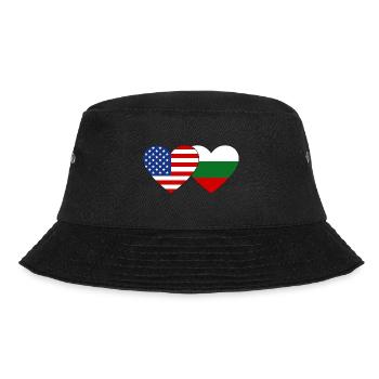 USA Bulgarien Flagge Herz - Bucket Hat - Schwarz - Vorne - Lela (165cm)
