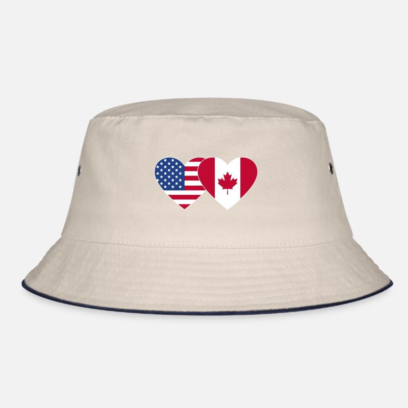 USA Kanada Flagge Herz Bucket Hat