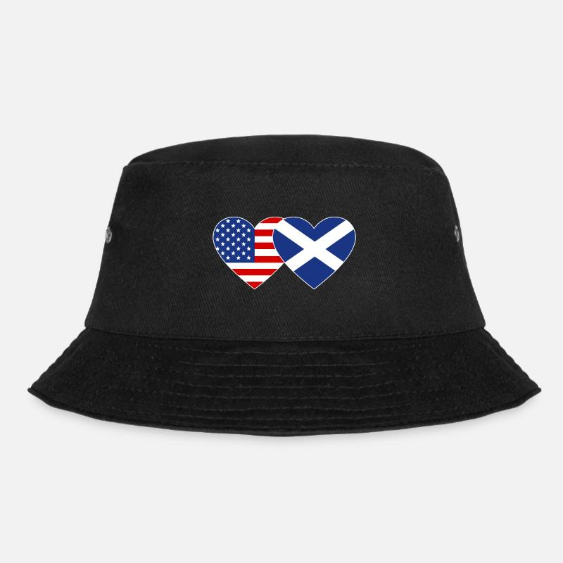 USA Schottland Flagge Herz - Bucket Hat - Schwarz