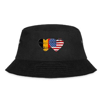 Belgium USA flag heart used - Bucket Hat - black - Front - Lela (165cm)
