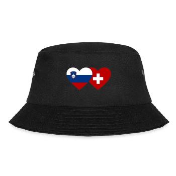 Slowenien Schweiz Flagge Herz - Bucket Hat - Schwarz - Vorne - Lela (165cm)