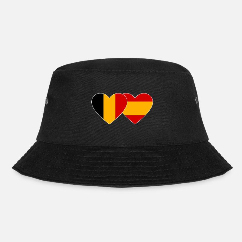 Belgien Spanien Flagge Herz - Bucket Hat - Schwarz
