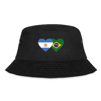 Argentinien Brasilien Flagge Herz - Bucket Hat - Schwarz - Vorne - Lela (165cm)