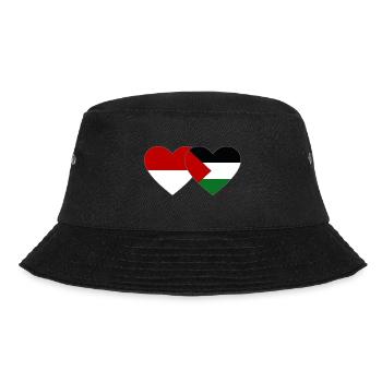 Indonesia Palestine Flag Heart - Bucket Hat - black - Front - Lela (165cm)