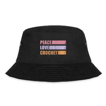 Peace Love Crochet - Great Idea for Crocheter love - Bucket Hat - black - Front - Lela (165cm)