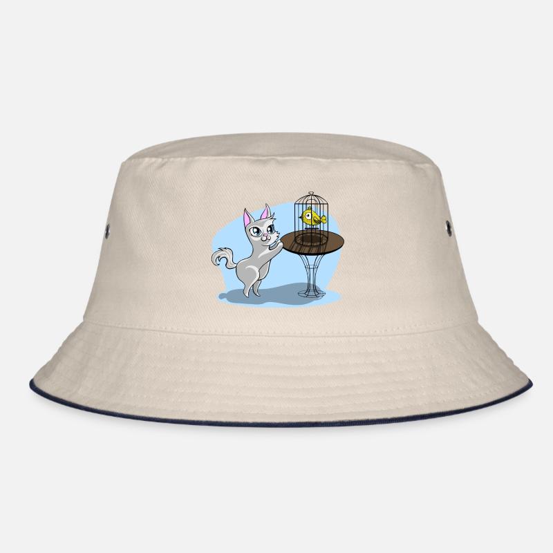Katze mit Vogel Bucket Hat